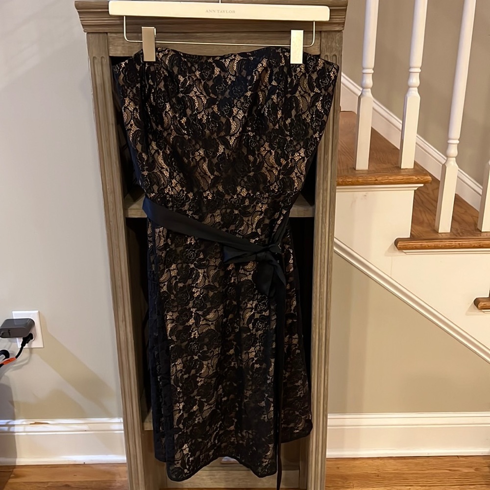 Strapless cocktail Petite Black lace dress